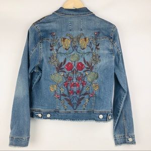 Nine West floral embroided denim jacket